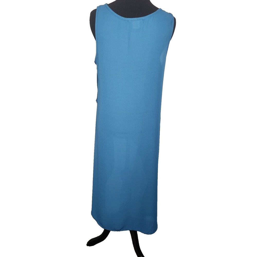 Y2K Sleeveless Asymmetric High Low Hem Tunic Top Size S Blue Lagenlook Arsty - Picture 3 of 6